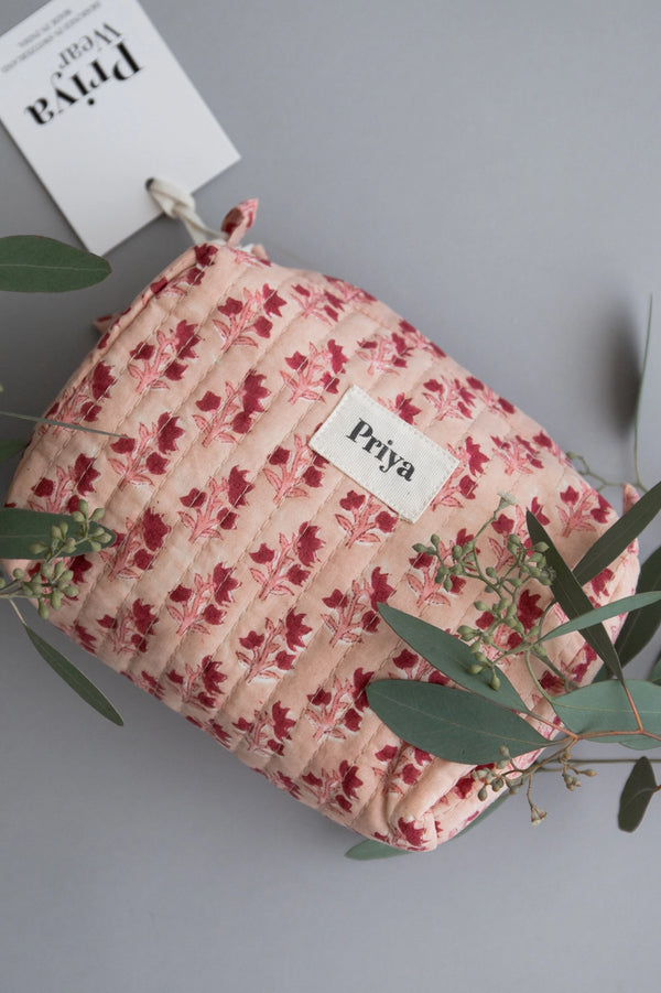 Pink Organic Cotton Cosmetic Bag