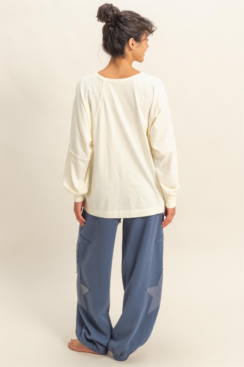Side Slit Tee - Cream