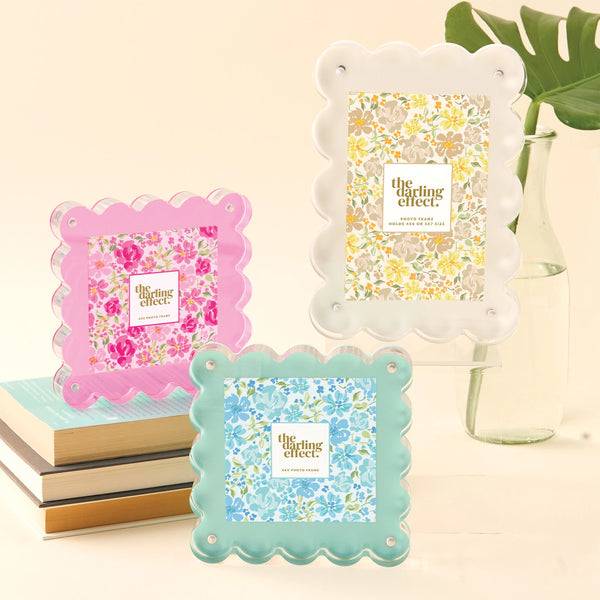 Rectangle Scalloped Acrylic Frame - White