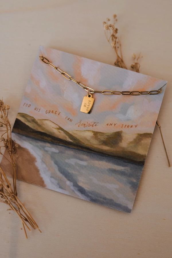 By Grace Mini Tag Necklace | Dear Heart