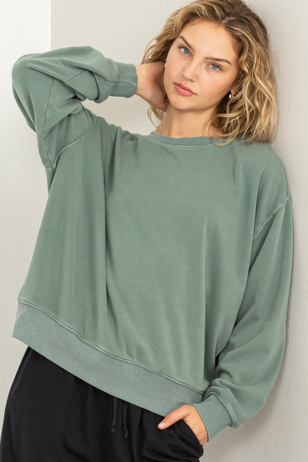 'Chilly Nights' Sweatshirt - Gray Green