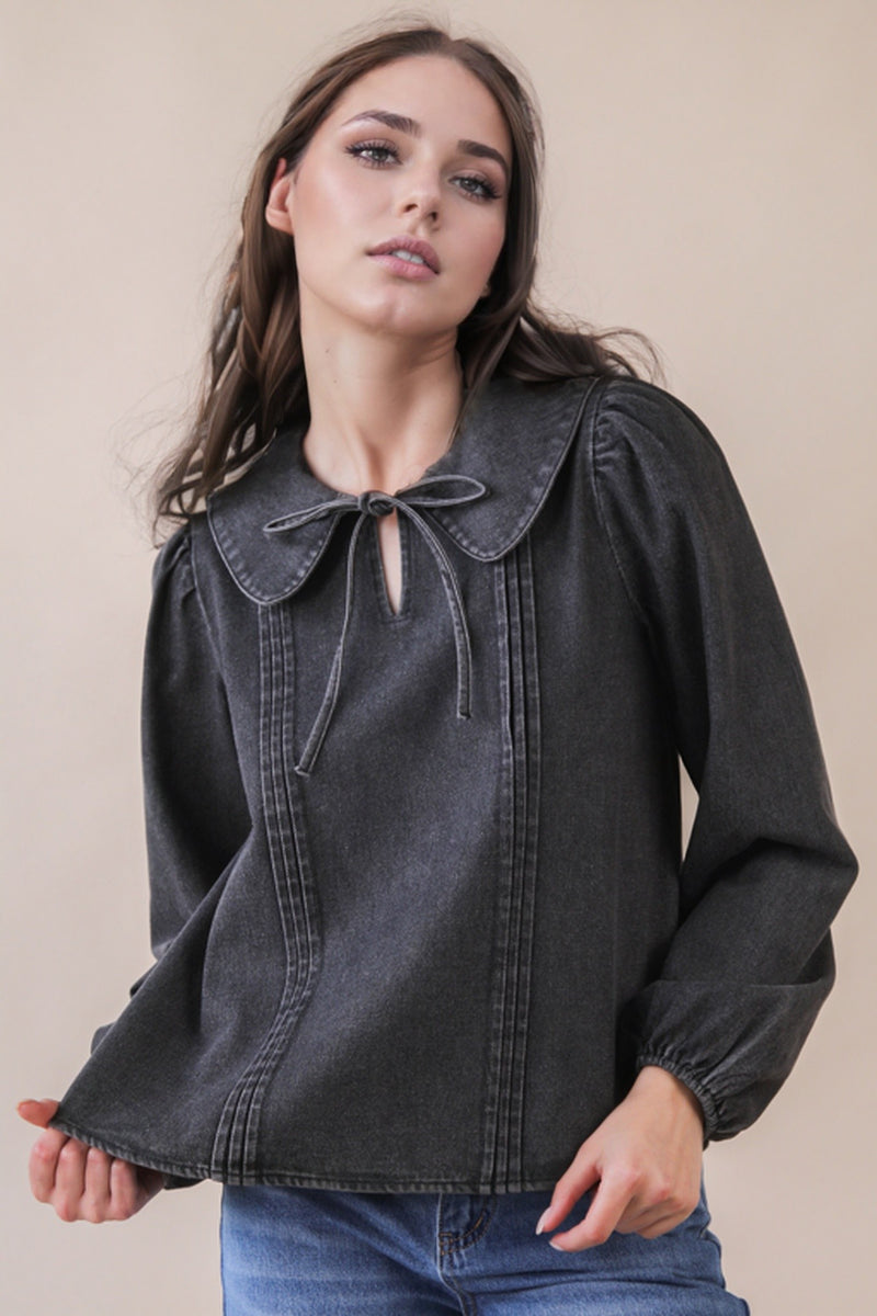'Let's Get Going' Chambray Top