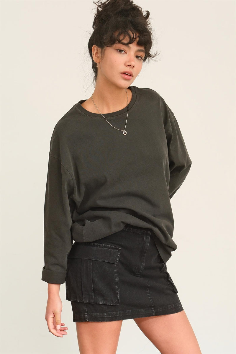 Oversized Long Sleeve Tee - Black