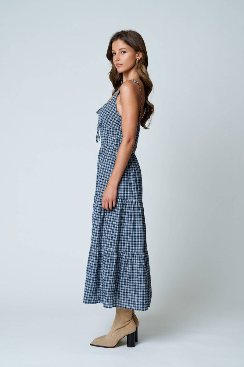 blue plaid corset dress Midi – Back Alley Boutique Duration:Overnight Navy Pants Black Shoes Spring Vibes Blue tartan dress Structured through the bodice