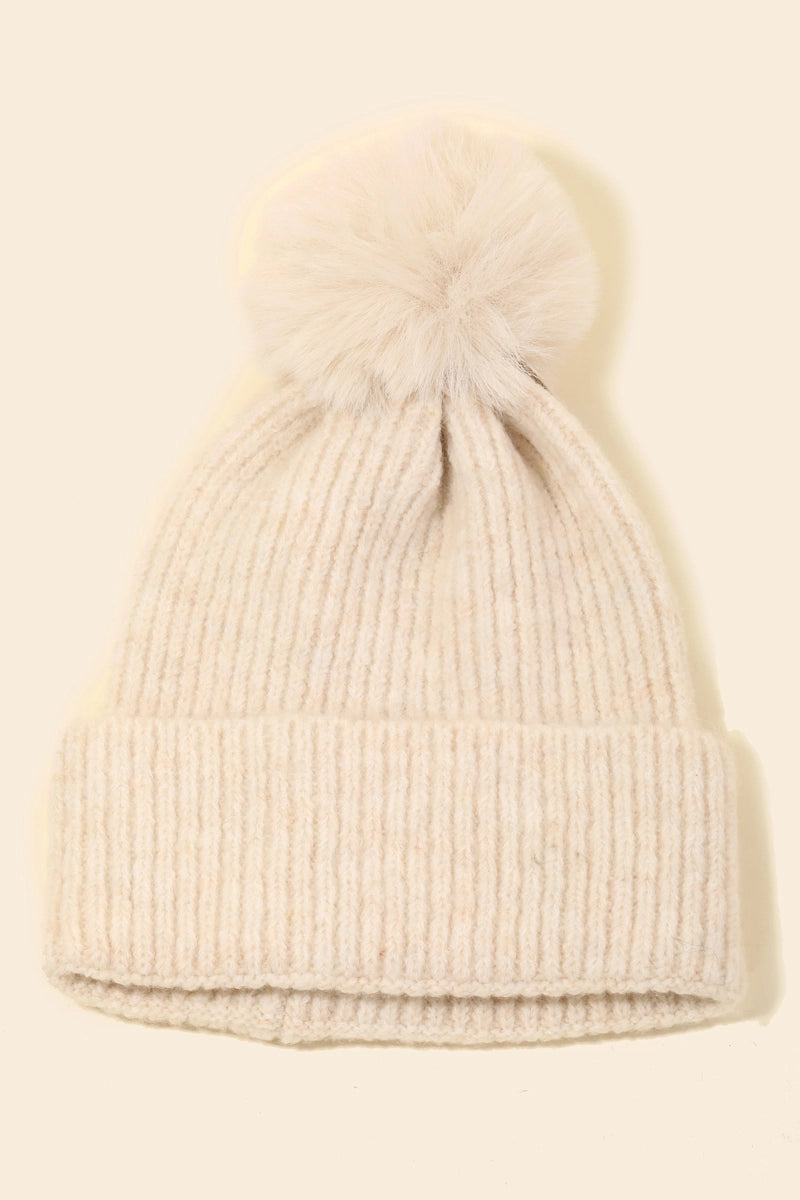 Pom Ribbed Extra Soft Beanie