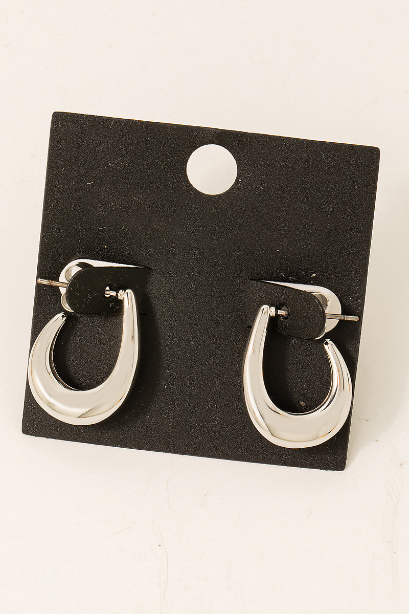 Oval Cutout Hoops - Silver