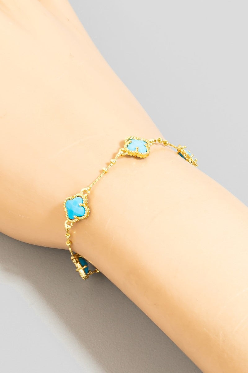 Turquoise Clover Charm Bracelet