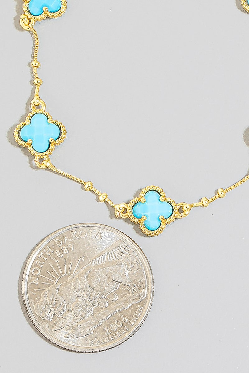 Turquoise Clover Charm Bracelet