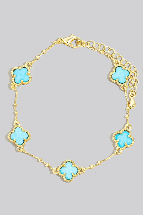 Turquoise Clover Charm Bracelet