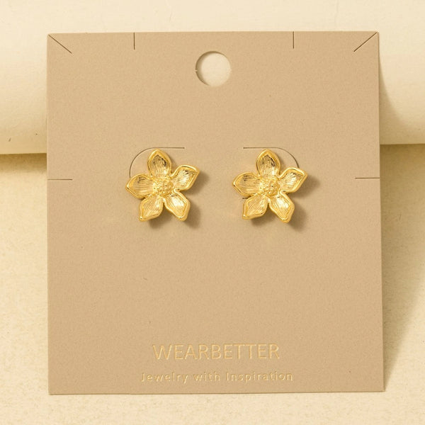 Metallic Flower Stud Earrings