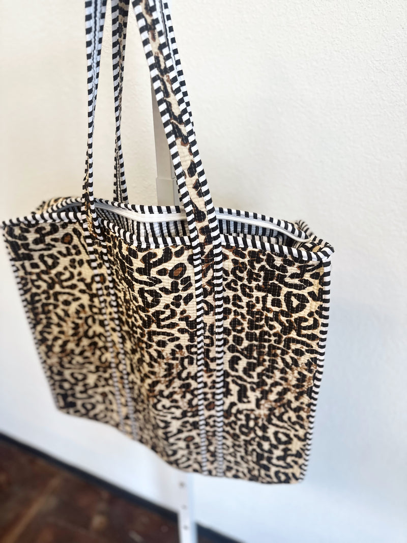 Leopard Quilted Tote Bag