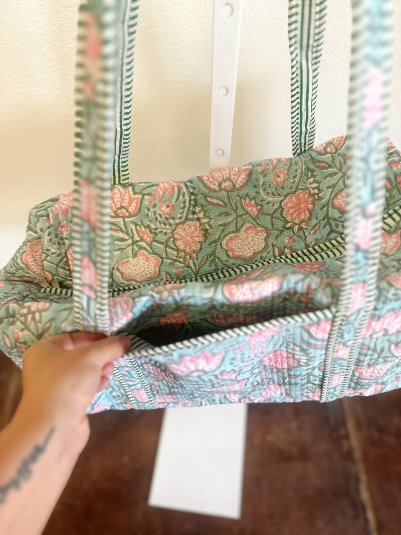Lennon Blue Floral Duffle Bag