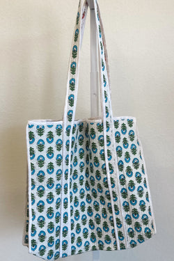 Aster Floral Print Quilted Tote Bag