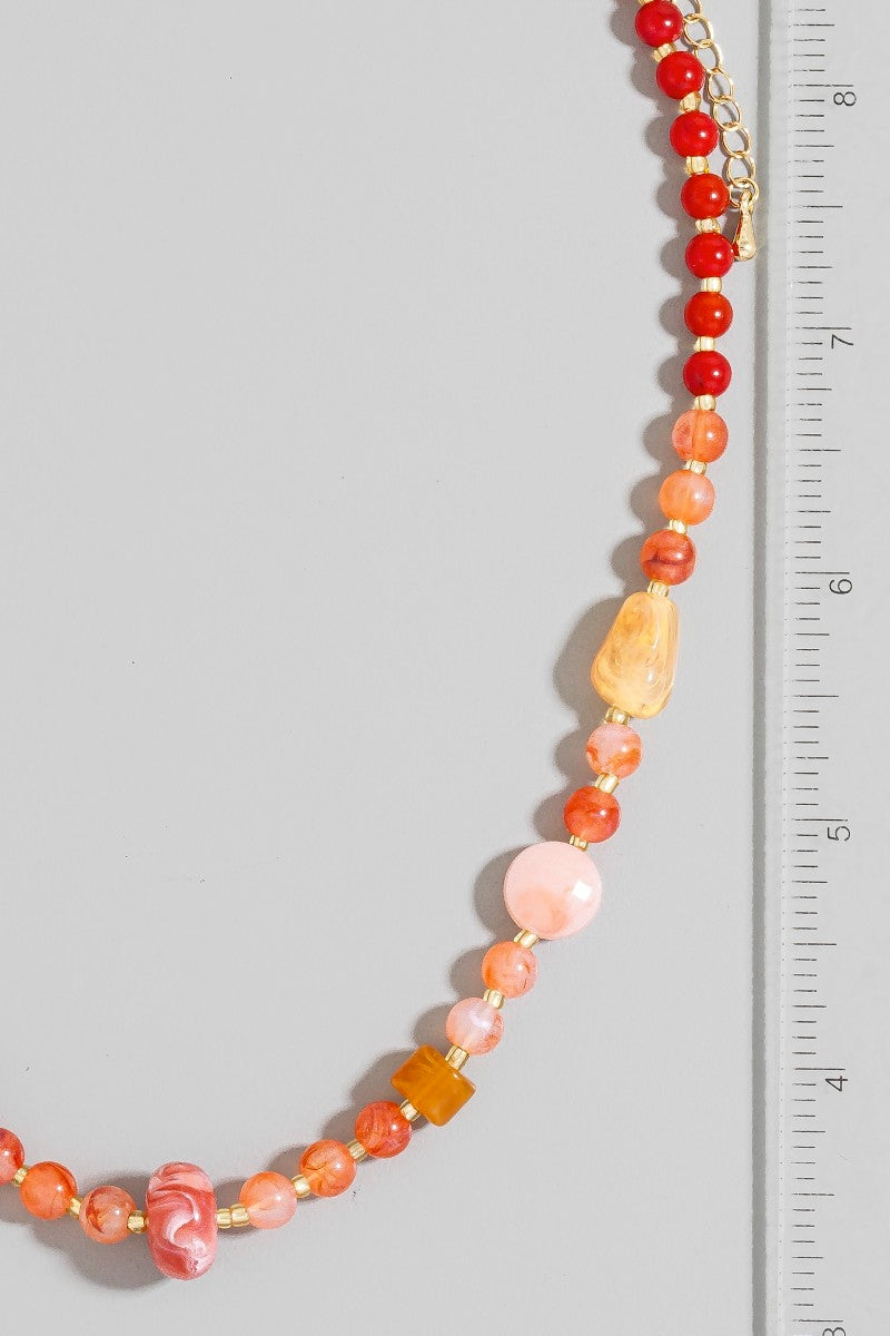 Red Tones Epoxy Beaded Necklace