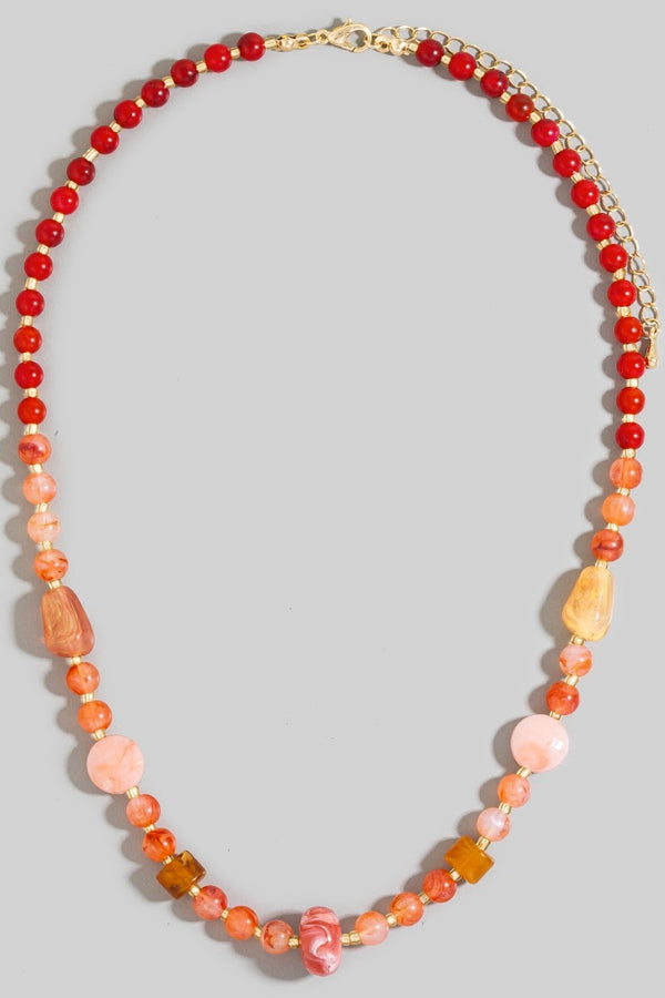 Red Tones Epoxy Beaded Necklace