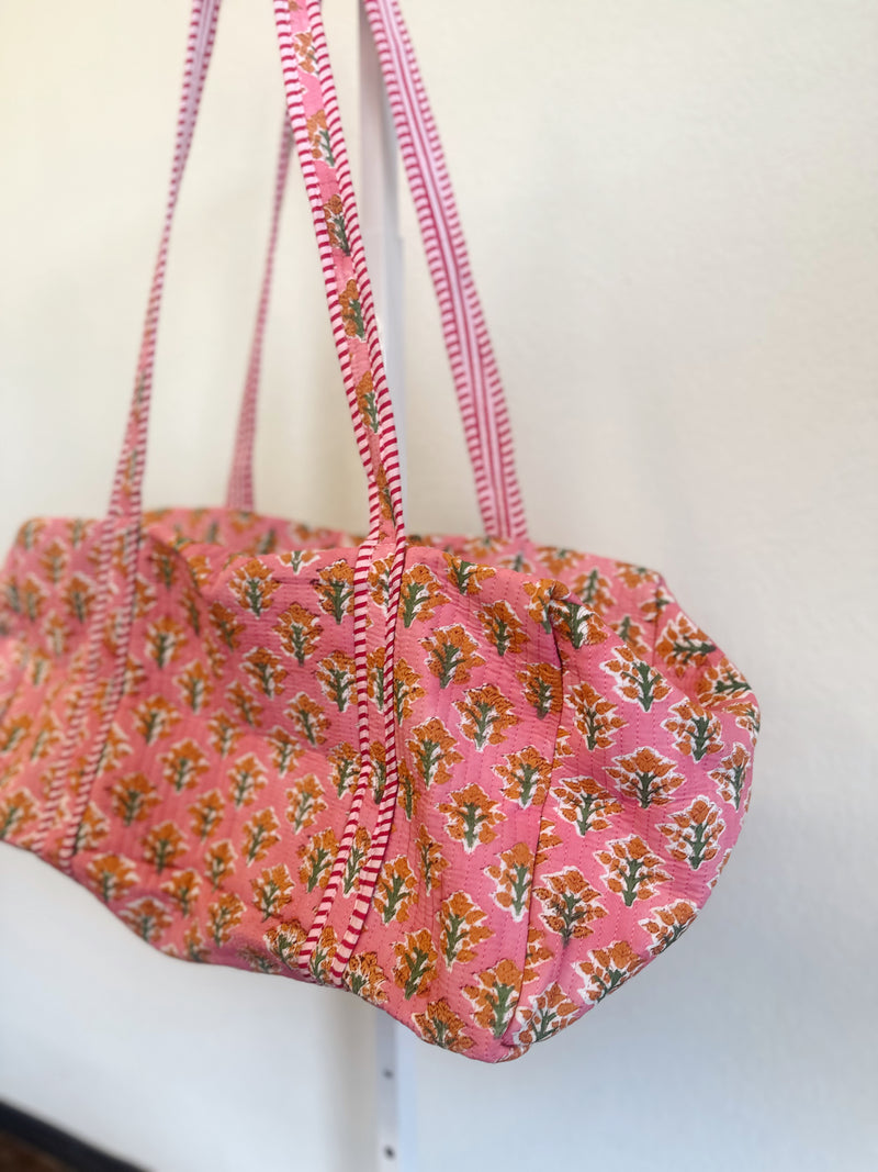Evelyn Pink Printed Duffle Bag