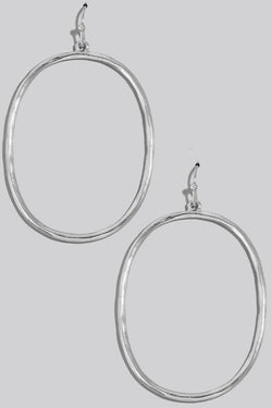 Oval Dangle Earrings - Silver