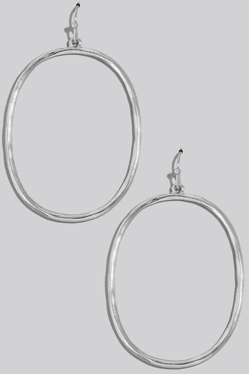 Oval Dangle Earrings - Silver