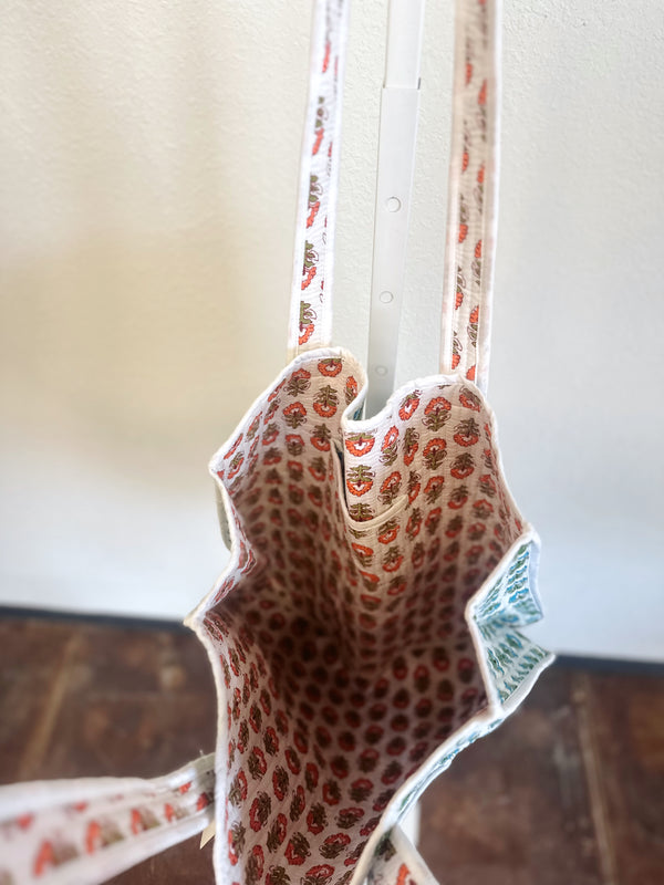 Aster Floral Print Quilted Tote Bag