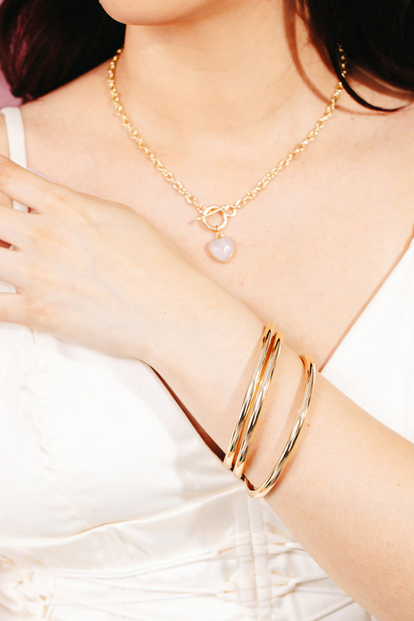 Metallic Bangle Bracelet Set - Gold