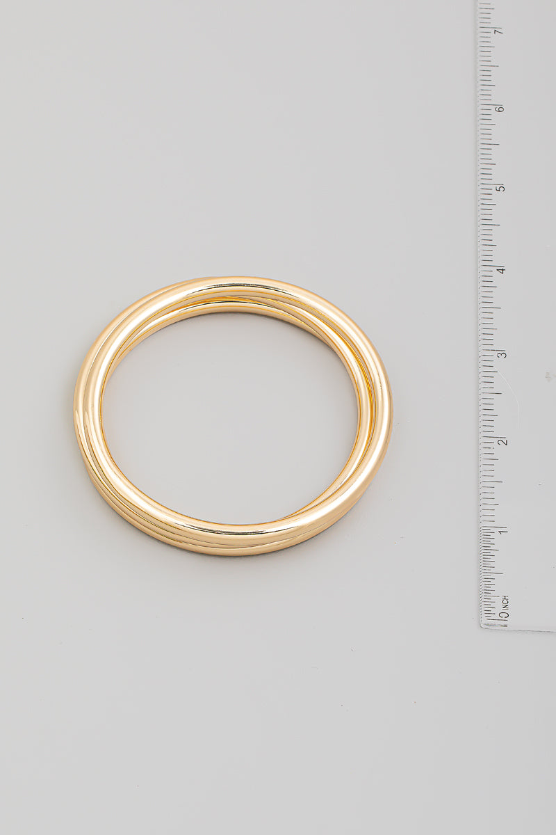 Metallic Bangle Bracelet Set - Gold