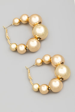 Beaded Hoop Earrings - Gold