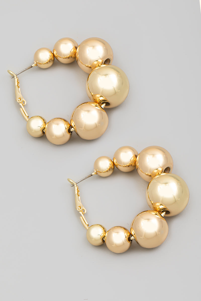 Beaded Hoop Earrings - Gold