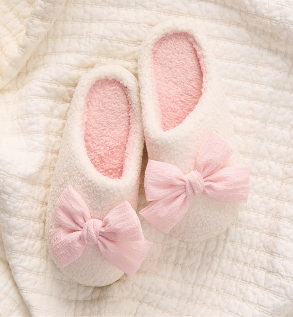 Fuzzy Slippers-Betty Bow Blush