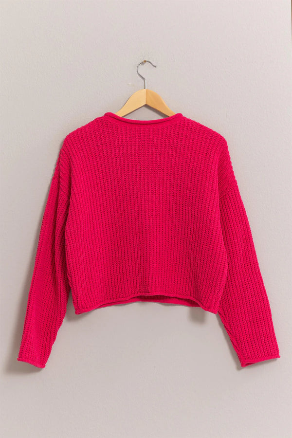 Cropped Sweater - Raspberry