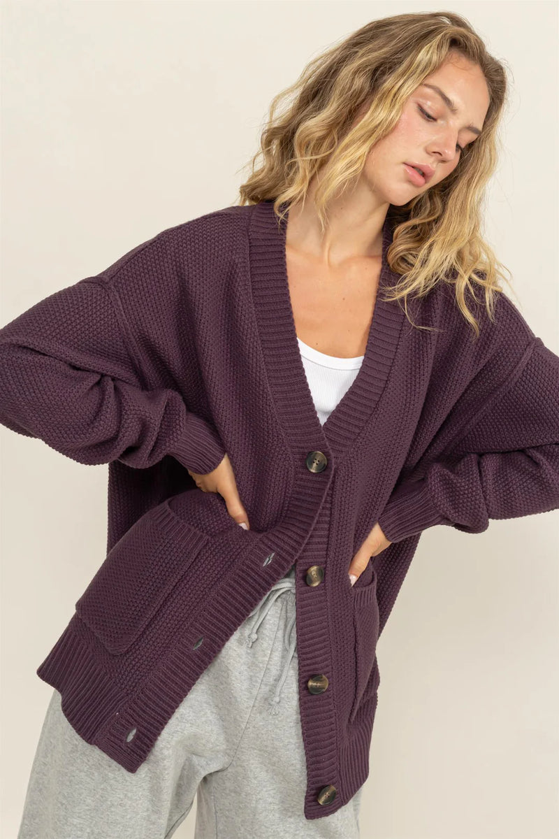 Classic Cardigan - Plum