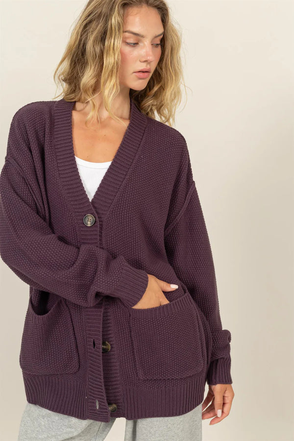 Classic Cardigan - Plum