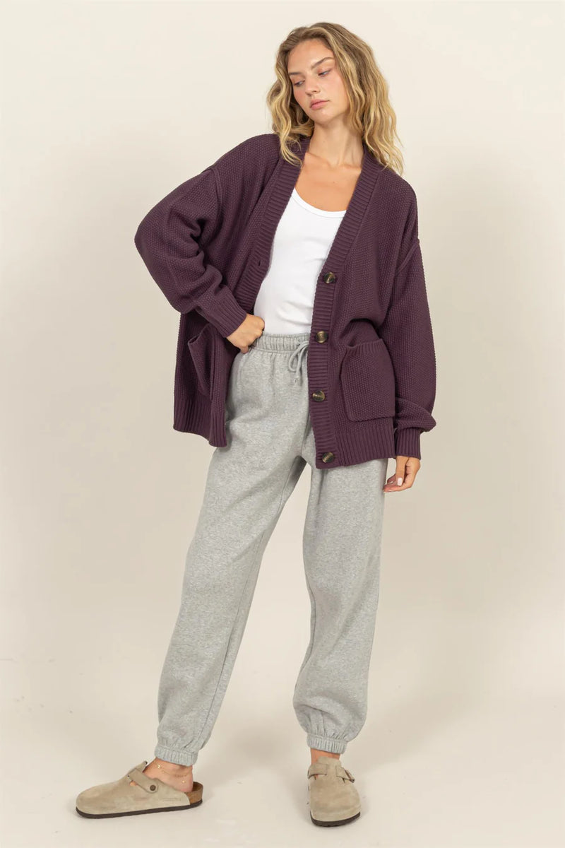 Classic Cardigan - Plum