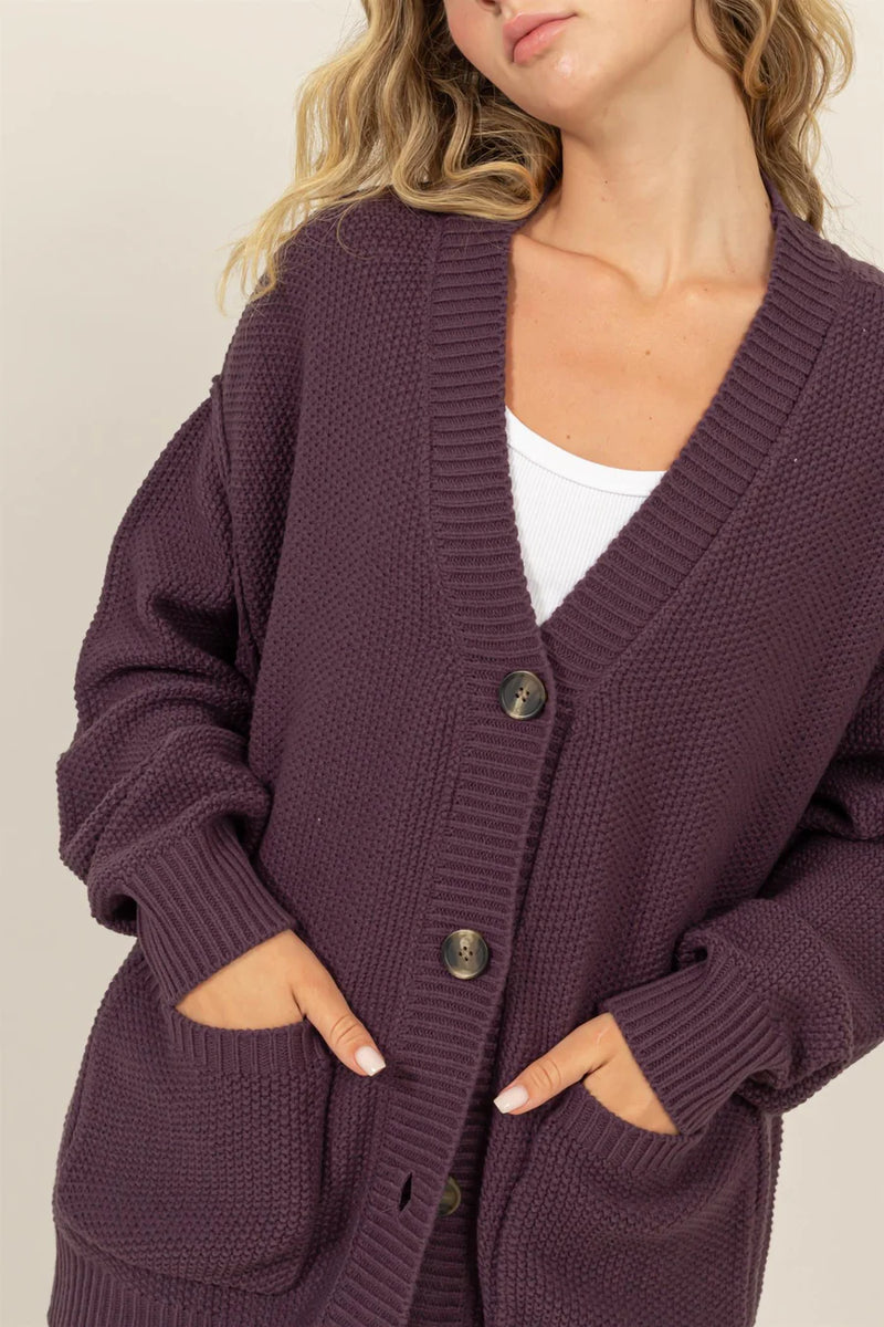 Classic Cardigan - Plum