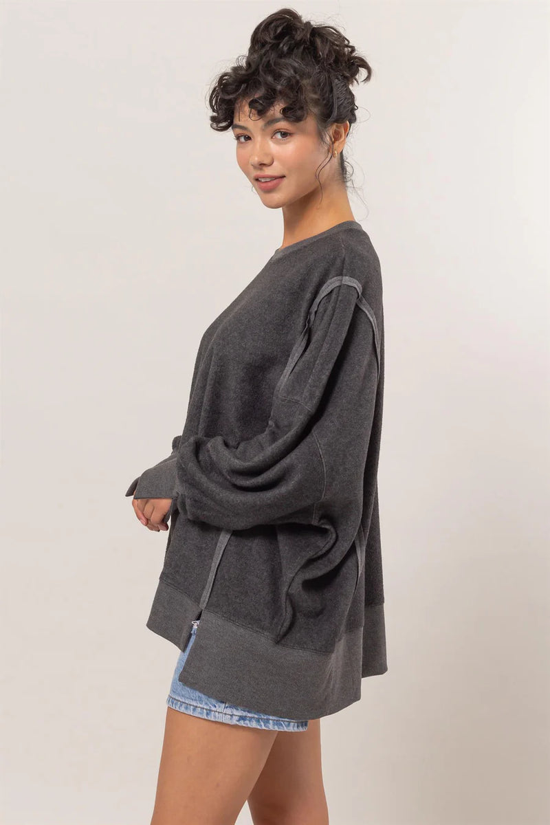 'Stay Cozy' Sweatshirt - Charcoal