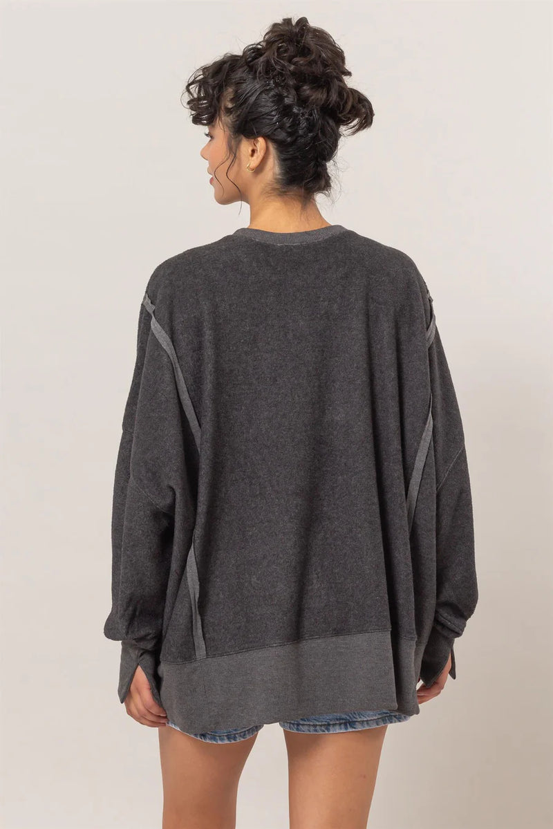 'Stay Cozy' Sweatshirt - Charcoal