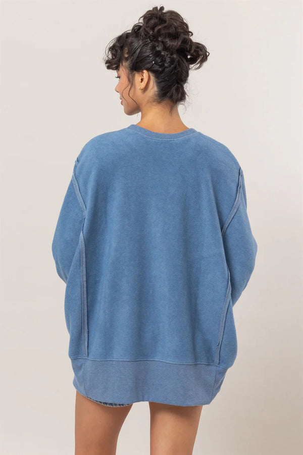 'Stay Cozy' Sweatshirt - Gray Blue