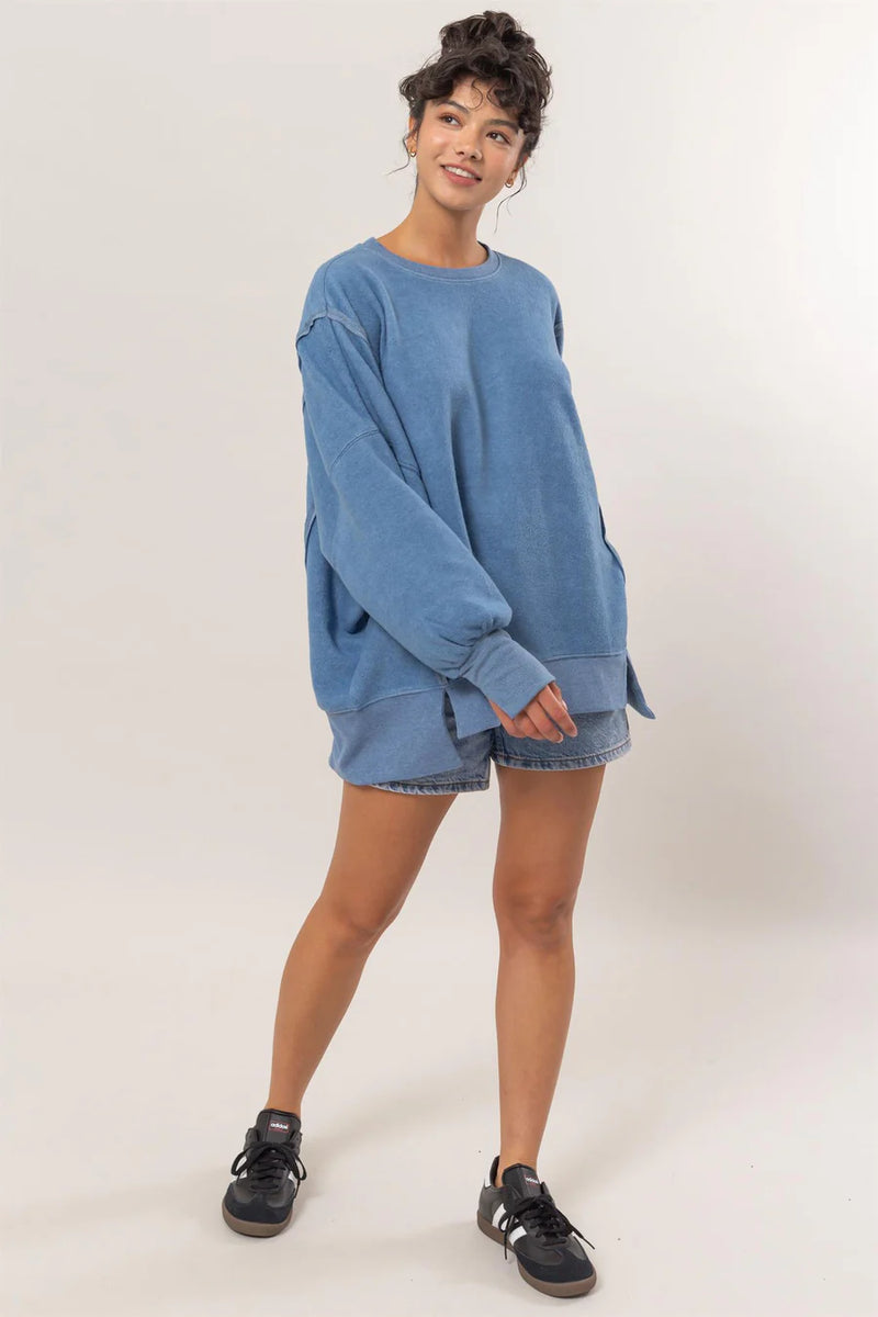 'Stay Cozy' Sweatshirt - Gray Blue