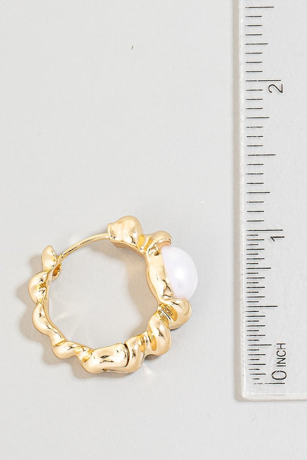 Pearl Stud Hoop Earrings