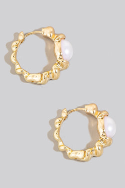 Pearl Stud Hoop Earrings