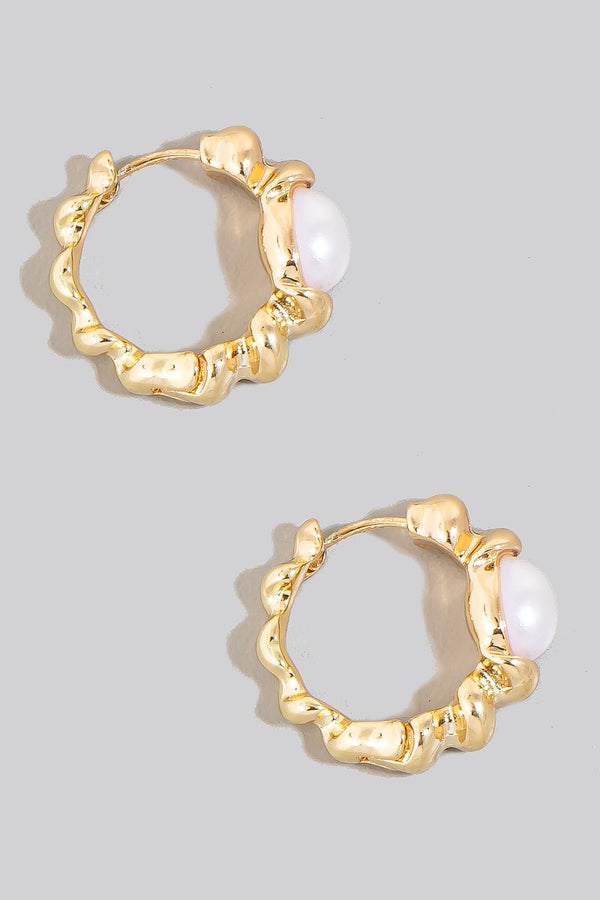 Pearl Stud Hoop Earrings