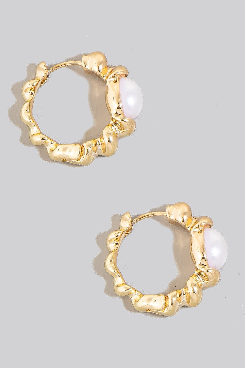 Pearl Stud Hoop Earrings
