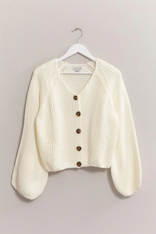 'Cozy Conversations' Sweater Cardigan - Warm White