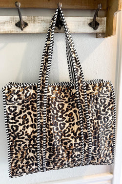 Leopard Quilted Tote Bag