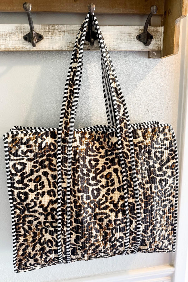 Leopard Quilted Tote Bag