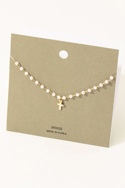 Cross Pearl Beaded Necklace