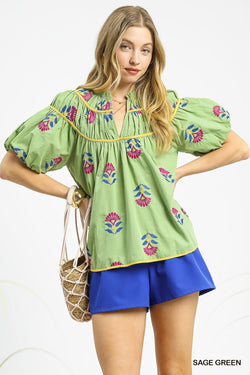 'Meadow Bloom' Top - Sage