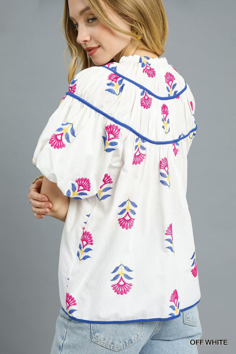'Meadow Bloom' Top - Off White