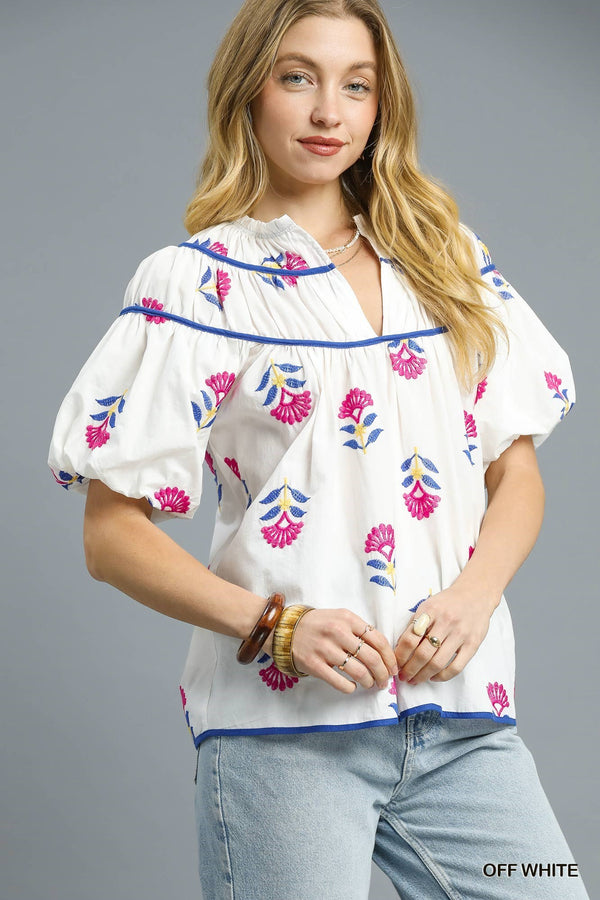 'Meadow Bloom' Top - Off White