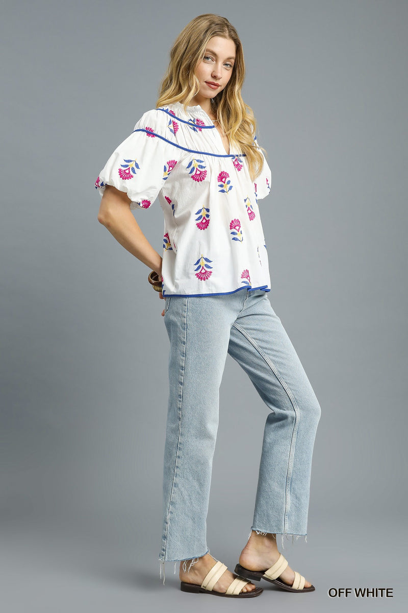 'Meadow Bloom' Top - Off White