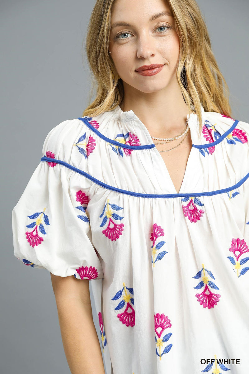 'Meadow Bloom' Top - Off White